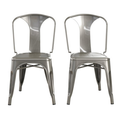 Finn Metal Dining Chair in Metal Grey, 2 pieces