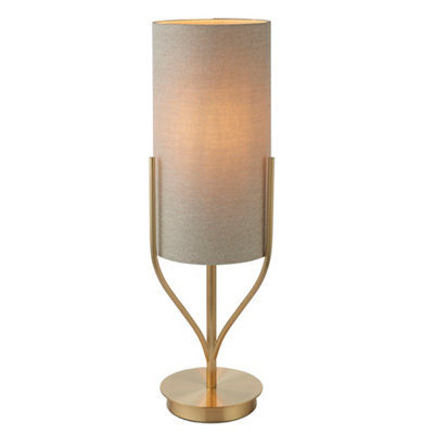 Finn Satin Brushed Gold Natural Lined Shade 1 Light Table Light