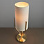 Finn Satin Brushed Gold Natural Lined Shade 1 Light Table Light