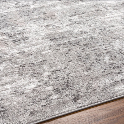 FIONA Round Abstract Modern Marble Silver Grey Area Rug 160 x 160 cm