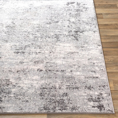 FIONA Round Abstract Modern Marble Silver Grey Area Rug 160 x 160 cm