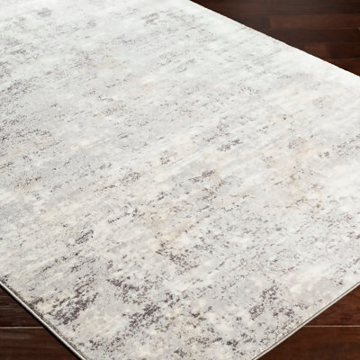 FIONA Round Abstract Modern Marble Silver Grey Area Rug 160 x 160 cm