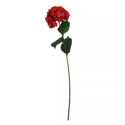 Fiori 74cm Hydrangea Stem Red Flower Artificial Plant Foliage | DIY at B&Q