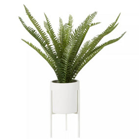 Fiori Fern with White Cement and Iron Pot Artificial Plant Foliage