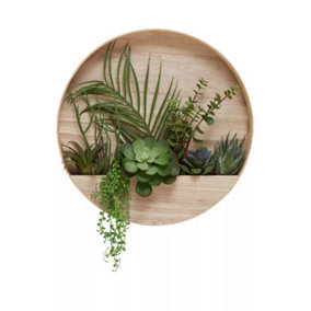 Fiori Mixed Succulents In Wood Wall Planter Artificial Plant Foliage