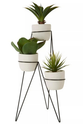 Fiori Set of 3 Succulents with Metal Stand Artificial Plant Foliage ...