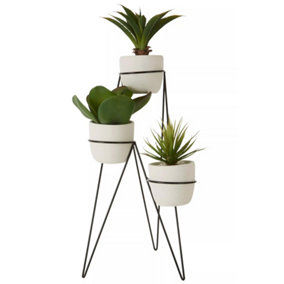 Fiori Set of 3 Succulents with Metal Stand Artificial Plant Foliage