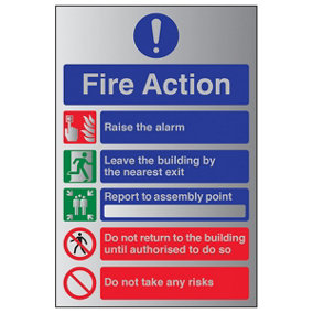 Fire Action 5 Message Safety Sign - Glow in the Dark - 200x300mm (x3)