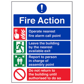 Fire Action Prohibition/Safe Sign - Rigid Plastic - 300x400mm (x3)