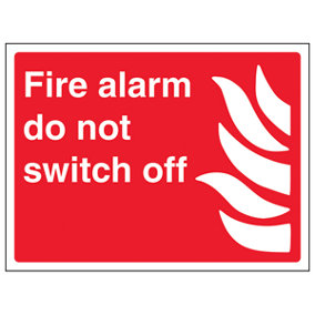 Fire Alarm Do Not Switch Off Sign - Adhesive Vinyl - 200x150mm (x3)