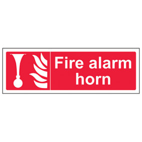 Fire Alarm Horn Equipment Safety Sign - Rigid Plastic - 450x150mm (x3)