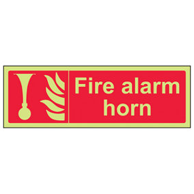 Fire Alarm Horn Equipment Sign - Glow in the Dark - 300x100mm (x3)