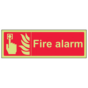 Fire Alarm Safety Equipment Sign - Glow in the Dark - 300x100mm (x3)