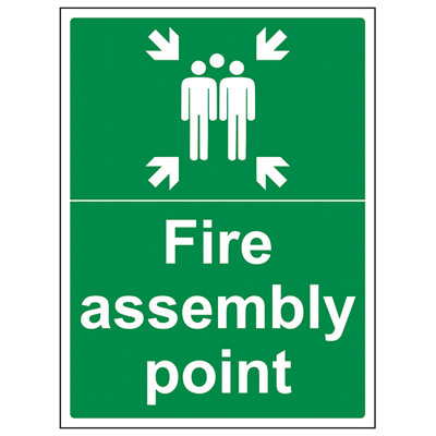 Fire Assembly Point With Tick Sign - Glow in the Dark - 300x400mm (x3)