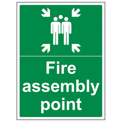 Fire Assembly Point With Tick Sign - Rigid Plastic - 400x600mm (x3)