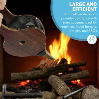 Fire Bellows 40cm Traditional Style Log Fire Air Blower for Wood Burners