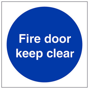 Fire Door Keep Clear Mandatory Sign - Glow in Dark - 100x100mm (x3)