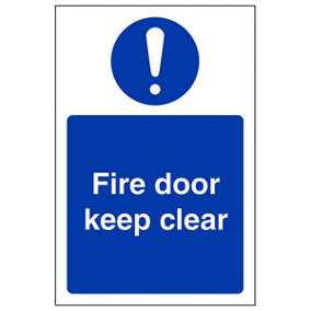 Fire Door Keep Clear Safety Sign - Adhesive Vinyl - 150x200mm (x3)