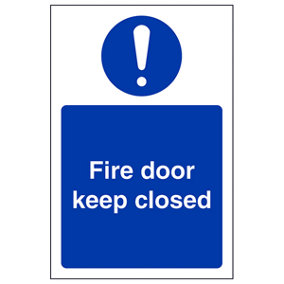 Fire Door Keep Closed Mandatory Sign - Rigid Plastic - 100x150mm (x3)
