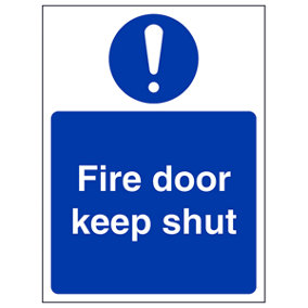 Fire Door Keep Shut Mandatory Safety Sign - Adhesive Vinyl - 100x150mm (x3)