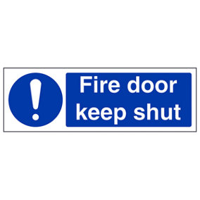Fire Door Keep Shut Mandatory Sign - Rigid Plastic - 300x100mm (x3)