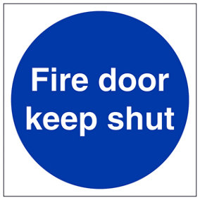 FIRE DOOR KEEP SHUT Safety Sign - Self Adhesive Vinyl - 100 X 100mm - 5 Pack