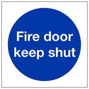 FIRE DOOR KEEP SHUT Safety Sign - Square Self Adhesive Vinyl - 80x80mm