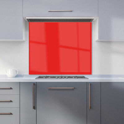 Fire Engine Red Premium Glass Kitchen Splashback W600mm x H600mm