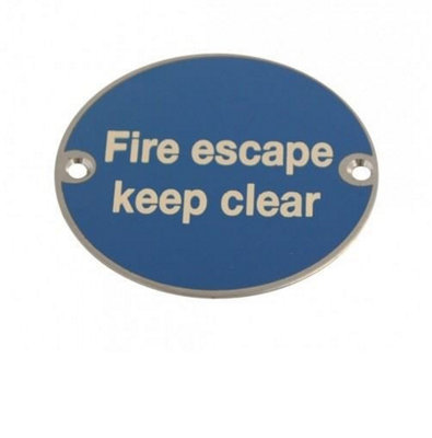 Fire Escape Keep Clear Door Sign Screen Printed 75mm PSS Pack of 1