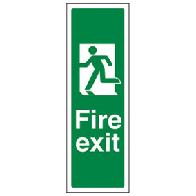 Fire Exit Arrow Man Left Sign - Portrait Rigid Plastic 150x450mm (x3)