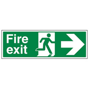 Fire Exit Arrow RIGHT Safety Sign - Glow in the Dark - 450x150mm (x3)