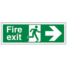 Fire Exit Arrow RIGHT Safety Sign - Glow in the Dark - 600x200mm (x3)