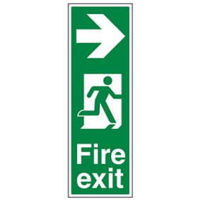 Fire Exit Arrow Right Sign - Portrait - Glow in Dark - 200x600mm (x3)