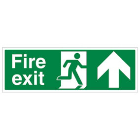 Fire Exit Arrow UP Safety Sign - Glow in the Dark - 450x150mm (x3)