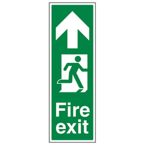 Fire Exit Arrow Up Sign - Portrait - Adhesive Vinyl - 150x450mm (x3)