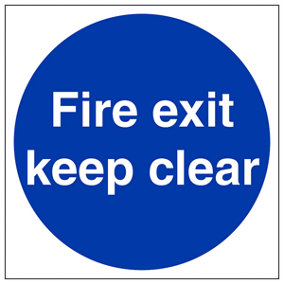 Fire Exit Keep Clear Door Safety Sign - Adhesive Vinyl 400x400mm (x3)