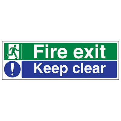 FIRE EXIT KEEP CLEAR Safety Sign - 1mm Rigid Plastic - 450 X 150mm