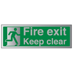 Fire Exit Keep Clear Safety Sign - Glow in the Dark - 300x100mm (x3)