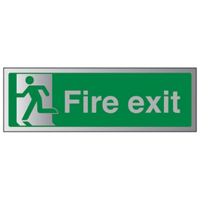 Fire Exit Man Left Safety Sign - Glow in the Dark - 300x100mm (x3)