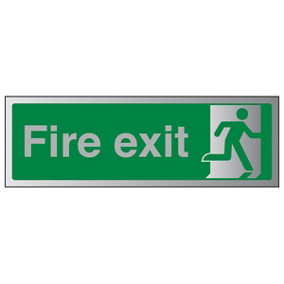 Fire Exit Man Right Safety Sign - Glow in the Dark - 300x100mm (x3)