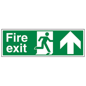 FIRE EXIT Safety Sign Arrow Up - 1mm Rigid Plastic - 300 X 100mm