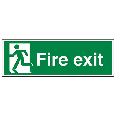 FIRE EXIT Safety Sign Man Left - 1mm Rigid Plastic - 300X100mm