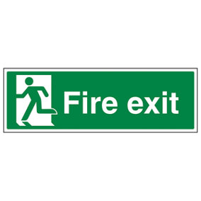 FIRE EXIT Safety Sign Man Left - 1mm Rigid Plastic - 300X100mm