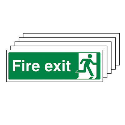 FIRE EXIT Safety Sign Man Right - Self-Adhesive Vinyl - 300X100mm - 5 Pack