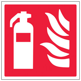 Fire Extinguisher Logo Safety Sign - Glow in the Dark - 150x150mm (x3)