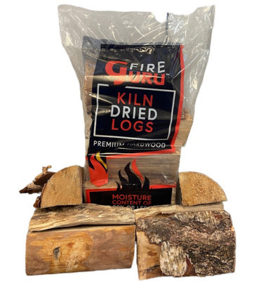 Fire Guru Kiln Dried Premium Birch Logs Bag 25L-64 Bags