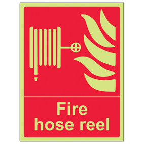 Fire Hose Reel Equipment Safety Sign - Glow in Dark - 150x200mm (x3)