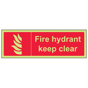 Fire Hydrant Keep Clear Safety Sign - Glow in the Dark 300x100mm (x3)
