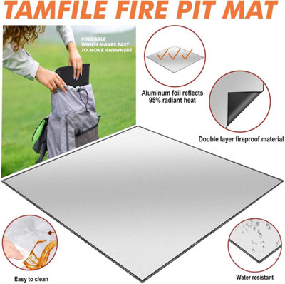 Fire Pit Mat Double-Sided 100 x 100 cm Fireproof Outdoor Grill Pad Oil ...