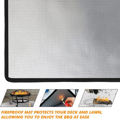 Fire Pit Mat Double-Sided 100 x 100 cm Fireproof Outdoor Grill Pad Oil ...